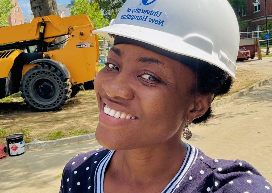Onyeka Osuji ’27 wearing a hard hat