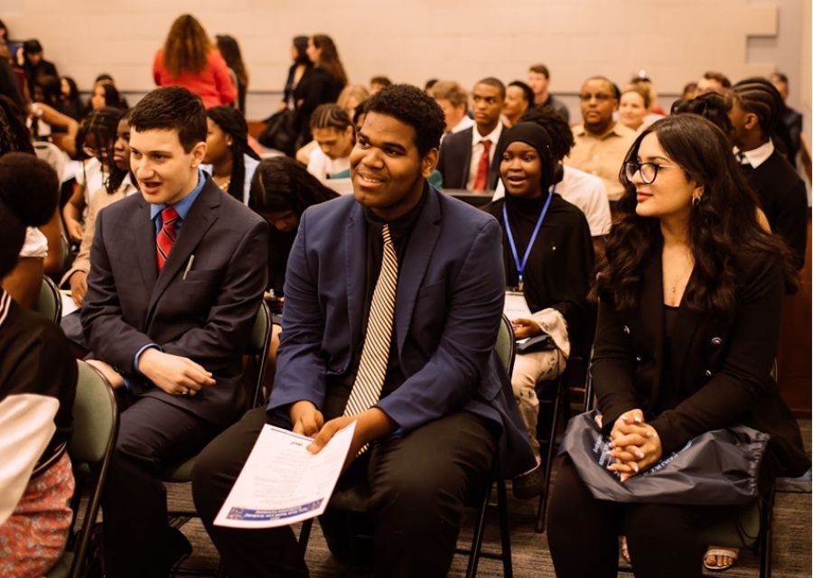 File image from the New York Youth Law Academy, shows student participants in audience 