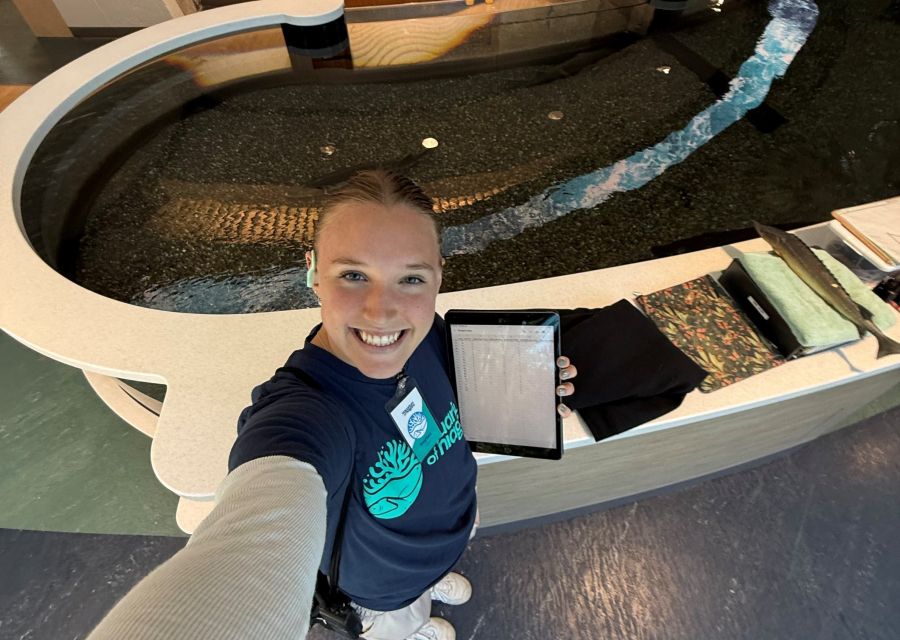 Peyton Koukides at the Aquarium of Niagara’s Lake Sturgeon touch pool