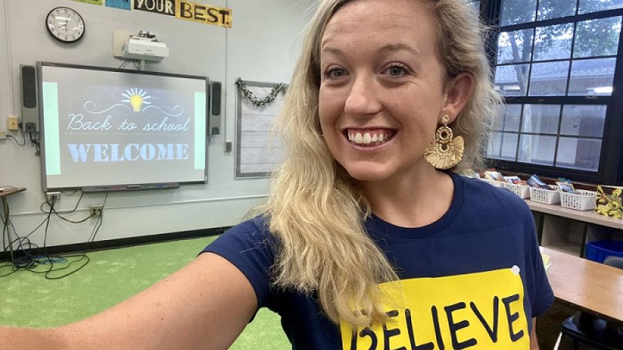 Selfie of Katie Braungart in her classroom. 