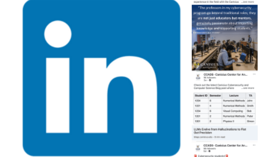 LinkedIn logo and CCADE posts