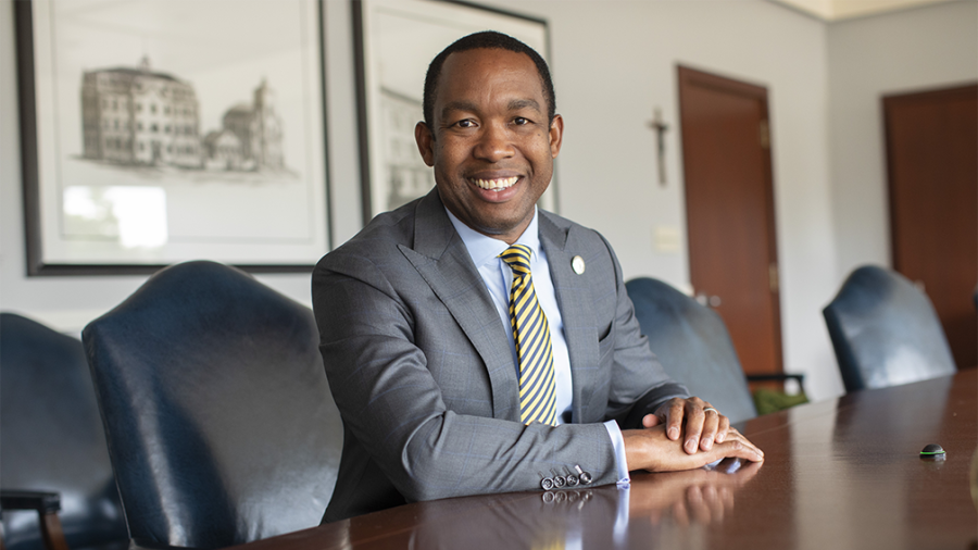 canisius president steve stoute in his office 