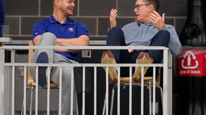 Griffin DellaPenna with Dan Dunleavy of the Buffalo Sabres