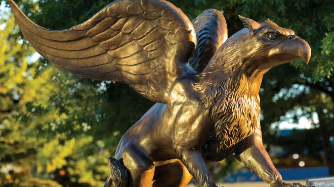 Photo of the Golden Griffin statue 