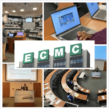 ECMC logo surrounded by seminar photos