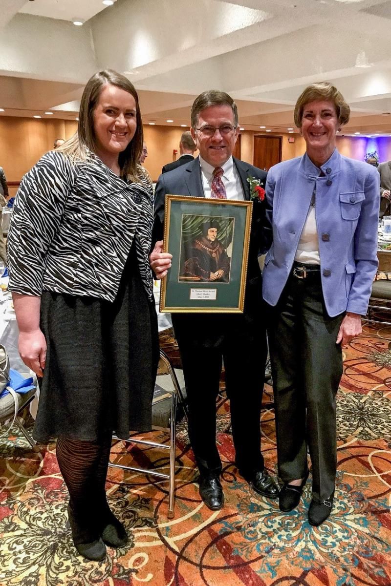 Canisius President John J. Hurley poses with his daughter, Caroline ’11, MS ’17 (left) and wife, Maureen, after receiving the St. Thomas More Award.