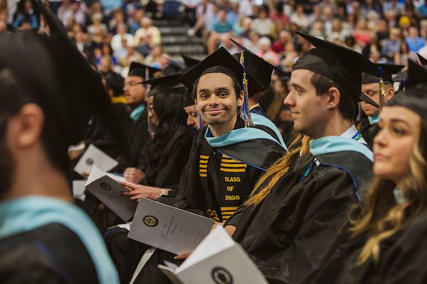 Students in a crowd.