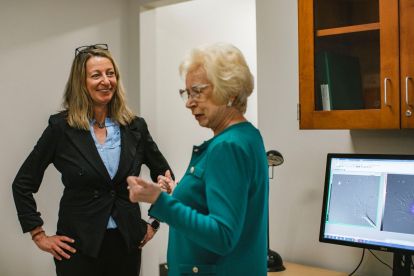 Cathy Burzik tours the new Biology Suite in Science Hall