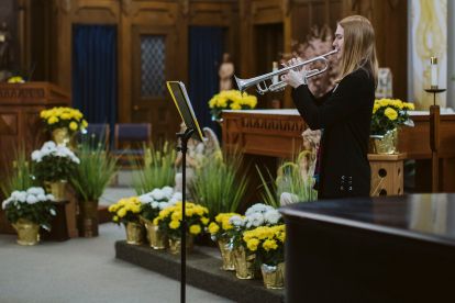 Woman playing trumpet