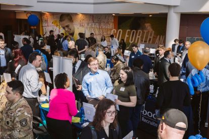 Science Hall Commons filed with people