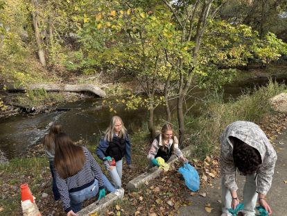 Students helped remove litter from the creek and surrounding grounds.