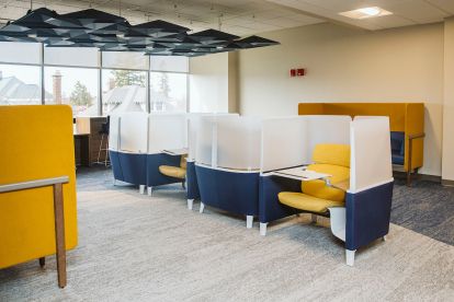 New blue and gold study pods.
