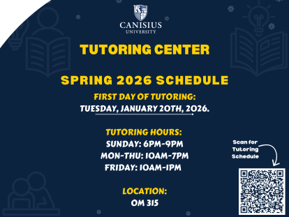 The Tutoring Center is open. No appointment. Just drop in. Check the schedule.